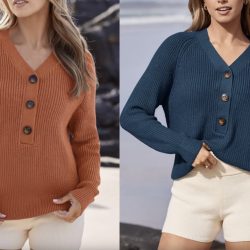 Women's Long Sleeve Button Down Sweater